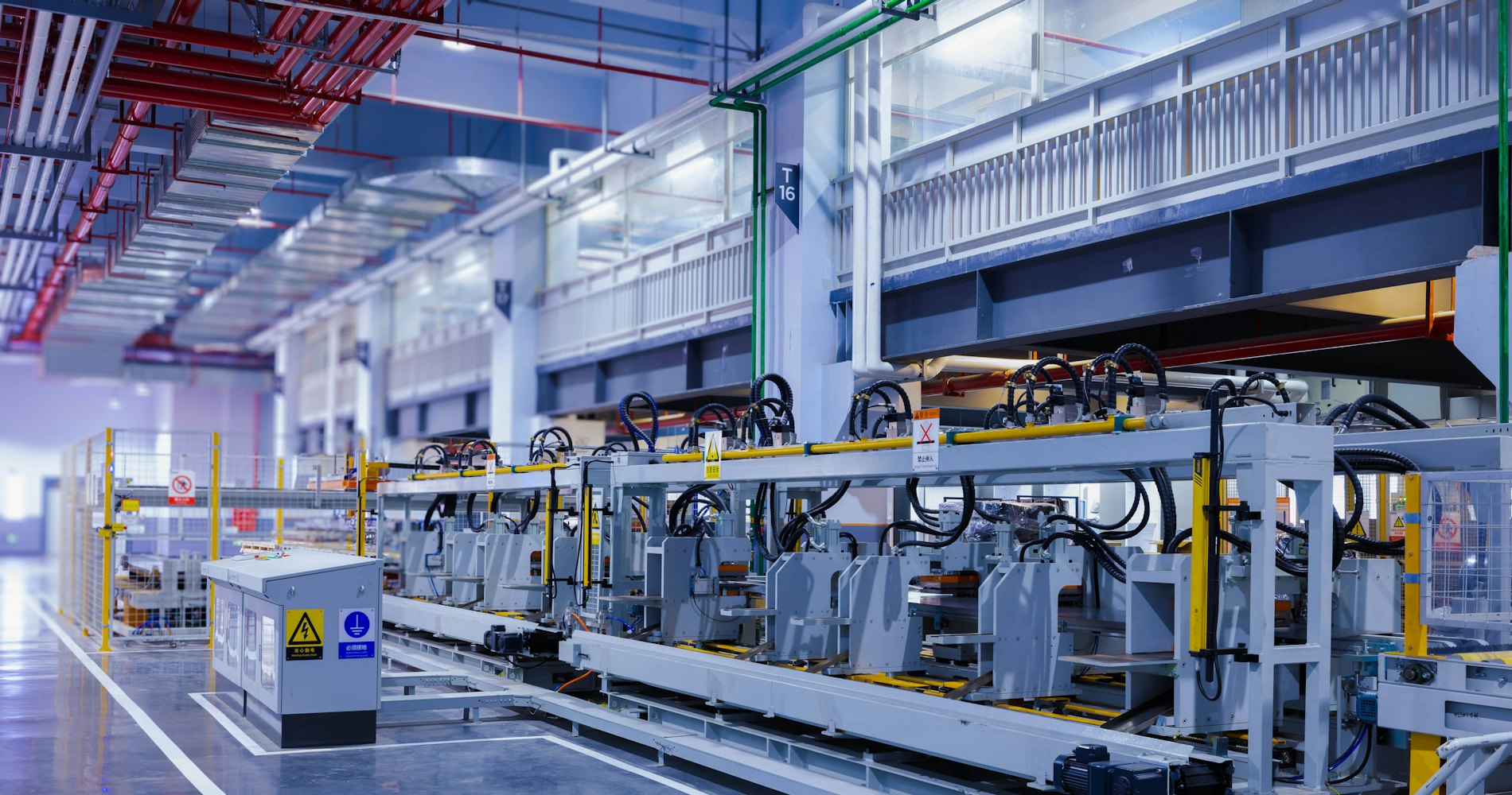 Automated production line in a modern plant